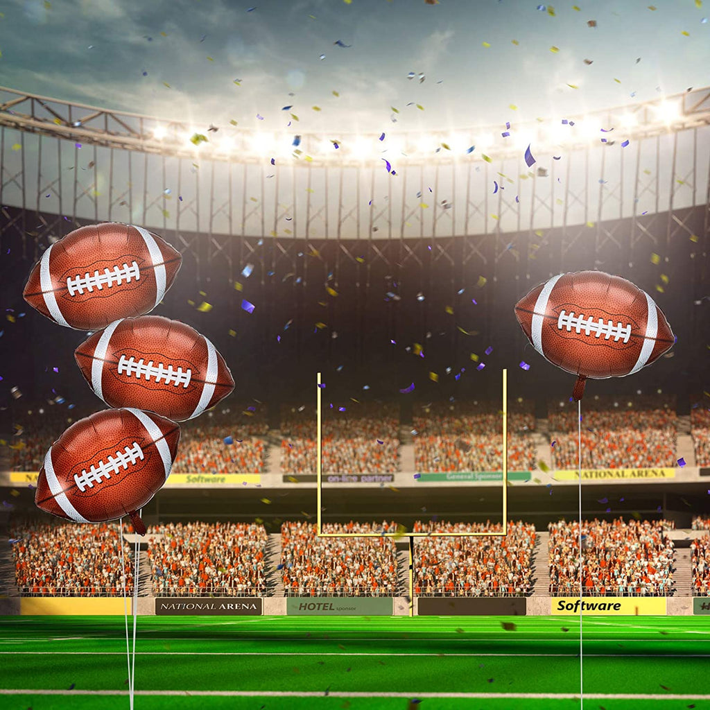 Football Balloons Football Mylar Party Balloons Football Shaped Aluminum Foil Balloons for Sport Themed Football Themed Birthday Party Decor, 22 Inch (4)