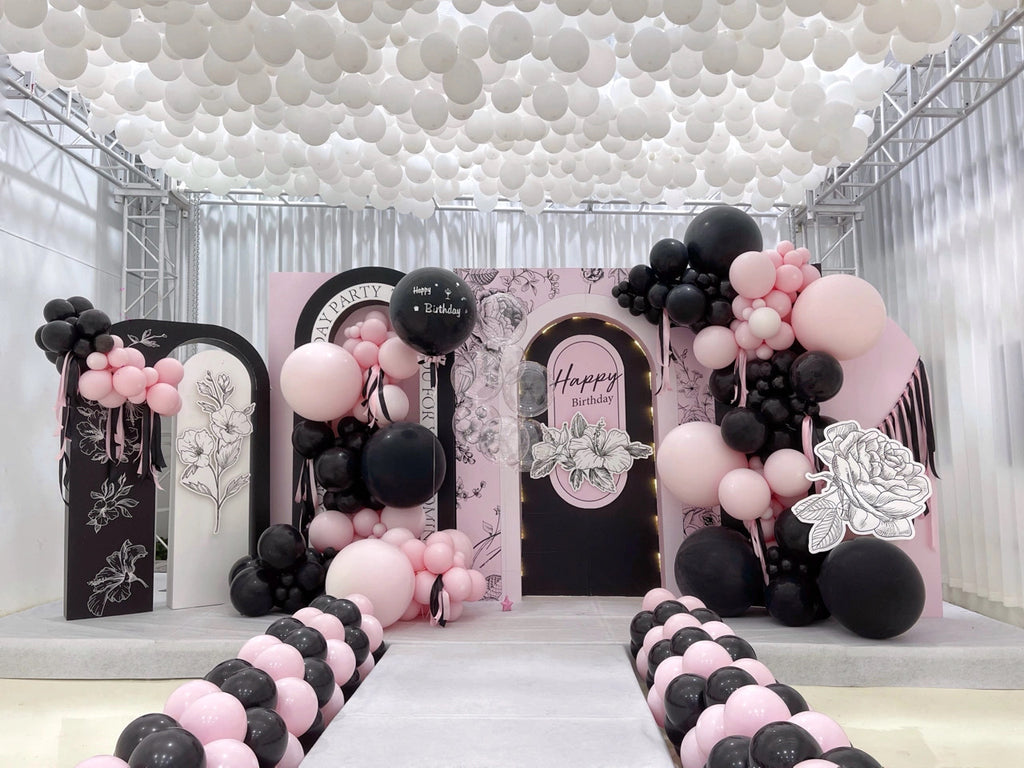 Birthday Party Balloon Colour Scheme - Black & Pink