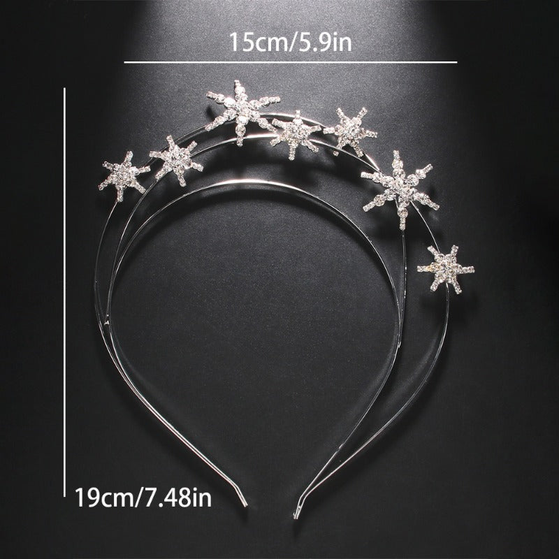 Silver Rhinestone Multi-layer Headband Star Headgear