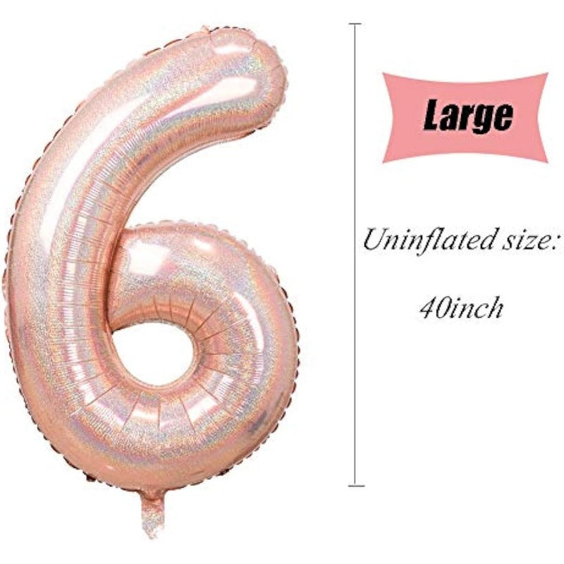 40 Inch Laser Rose Gold Number Foil Balloon