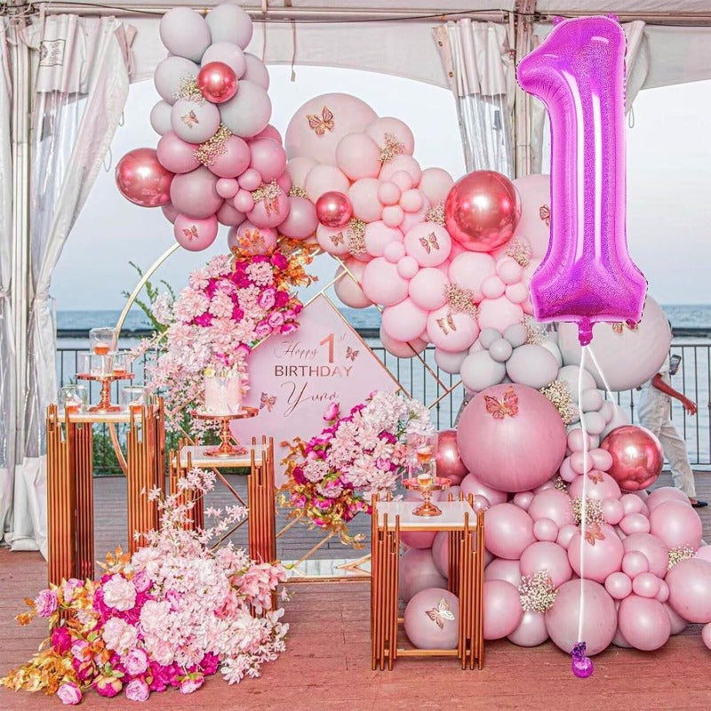 40 Inch Large Laser Hot Pink Foil Helium Number Balloons 0-9