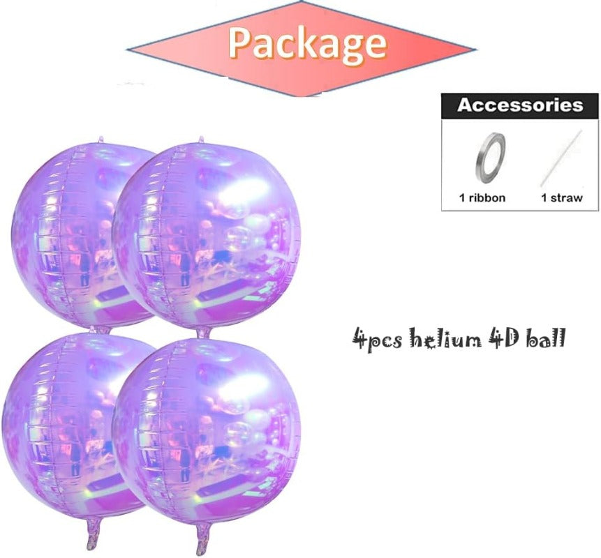 22Inch Iridescent Purple 4D Sphere Balloons (4pcs)