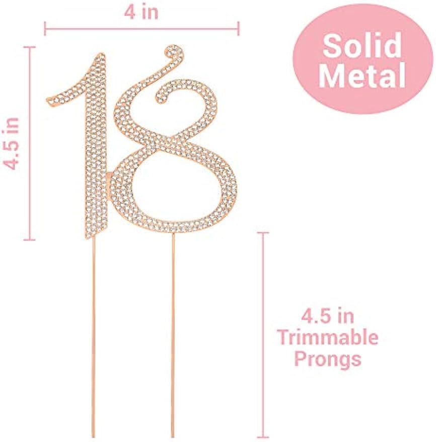 Rose Gold Metal 18th Birthday Party Sparkly Rhinestone Decoration