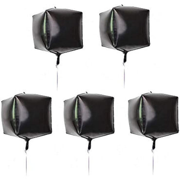 5 Pcs Cube Foil Balloons 24 Inches Square Shaped-Black