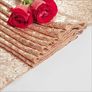 Rose Gold Glitter Sequin Table Runner 12x72 inch