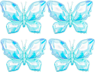 4pcs Iridescents Blue Buttefly Foil Balloons, 26"