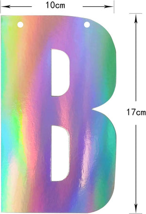 Holographic Happy Birthday Glossy Colorful Rainbow Banner Sign