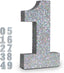 Silver Glittery Number Decoration, 1pc, Birthday/Anniversary, Unisex, Senior, Table Topper, 20*20*3cm