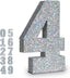 Silver Glittery Number Decoration, 1pc, Birthday/Anniversary, Unisex, Senior, Table Topper, 20*20*3cm