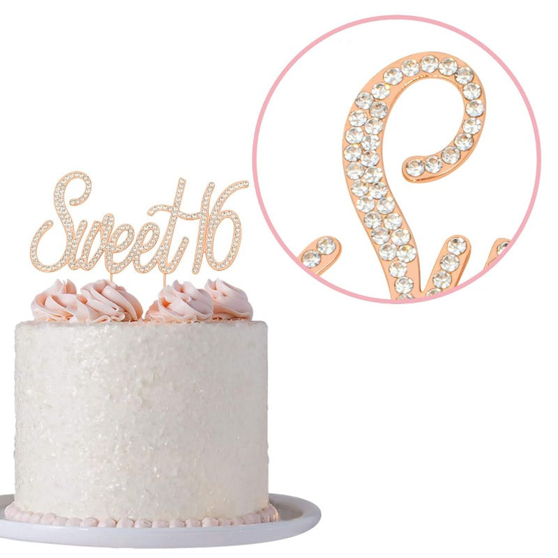 Sweet 16 Rose Gold Birthday Party Sparkly Rhinestone