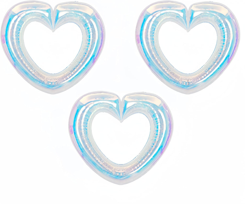 3Pcs Iridescent Heart Balloons 40Inch/Hollow Love Balloons