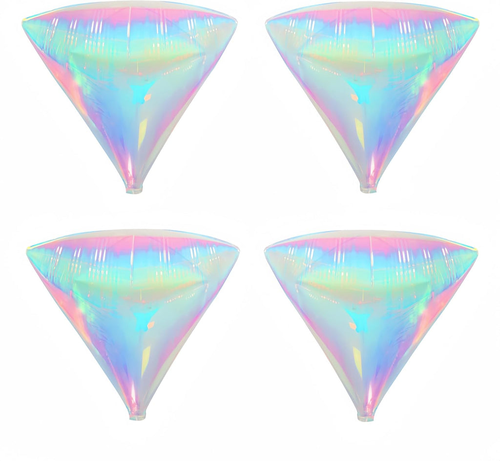 4Pcs Iridescent Diamond 4D Balloons, 24"