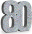 Silver Glittery Number Decoration, 1pc, Birthday/Anniversary, Unisex, Senior, Table Topper, 20*20*3cm