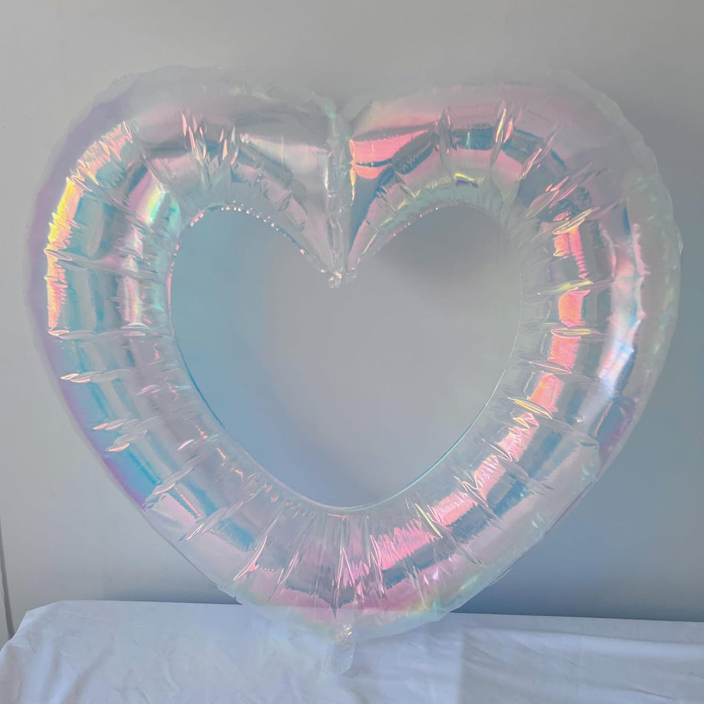 3Pcs Iridescent Heart Balloons 40Inch/Hollow Love Balloons