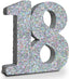 Silver Glittery Number Decoration, 1pc, Birthday/Anniversary, Unisex, Senior, Table Topper, 20*20*3cm