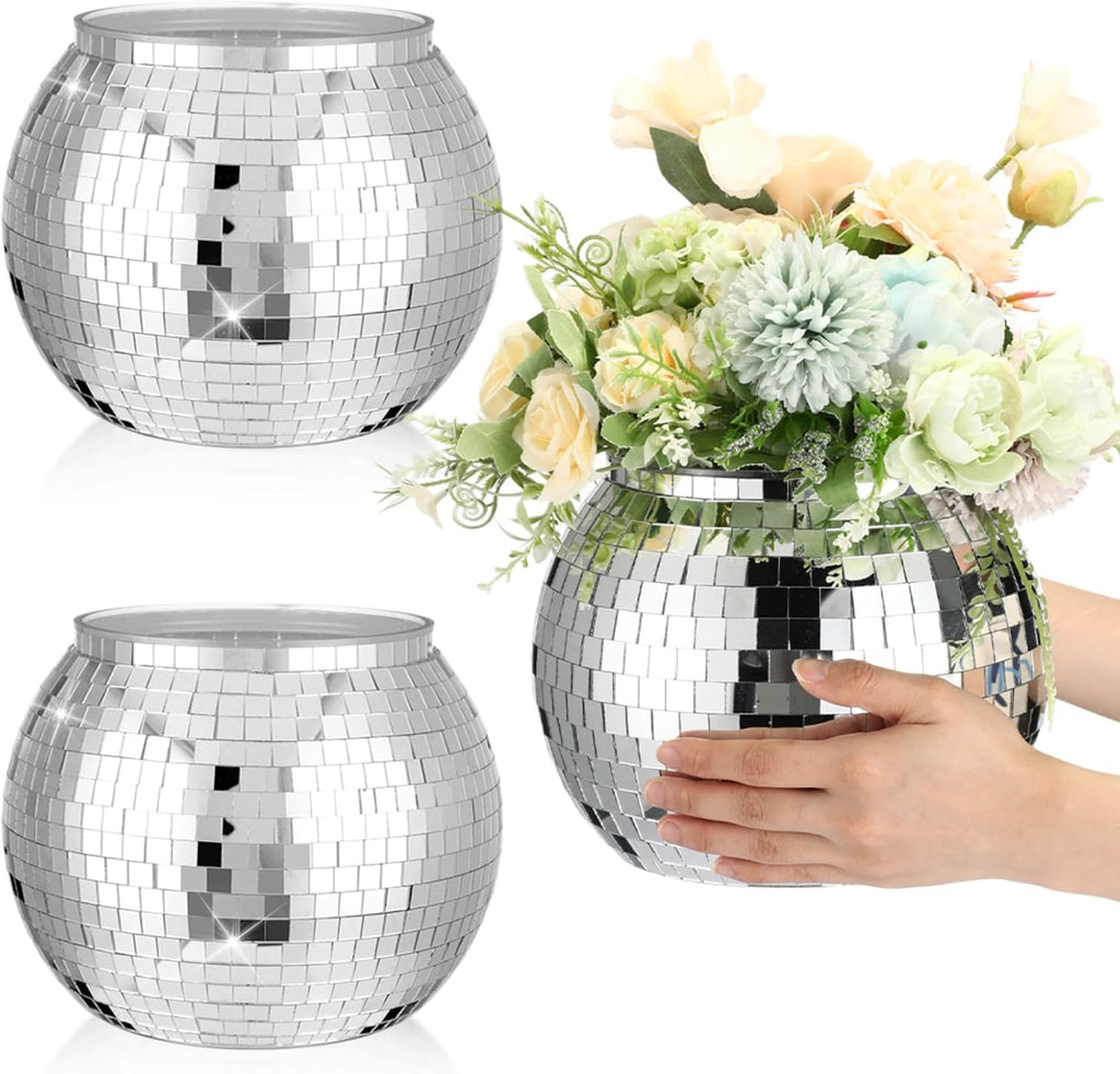 Silver Color Disco Ball Flower Vase/Disco Ice Bucket