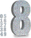 Silver Glittery Number Decoration, 1pc, Birthday/Anniversary, Unisex, Senior, Table Topper, 20*20*3cm