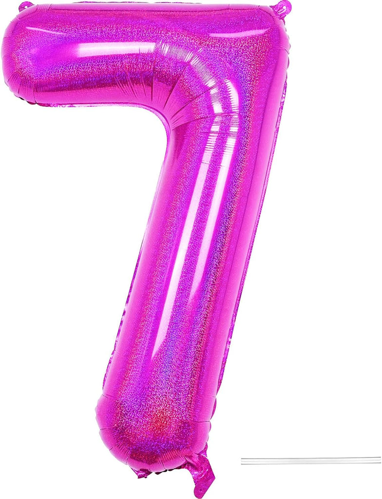 40 Inch Large Laser Hot Pink Foil Helium Number Balloons 0-9