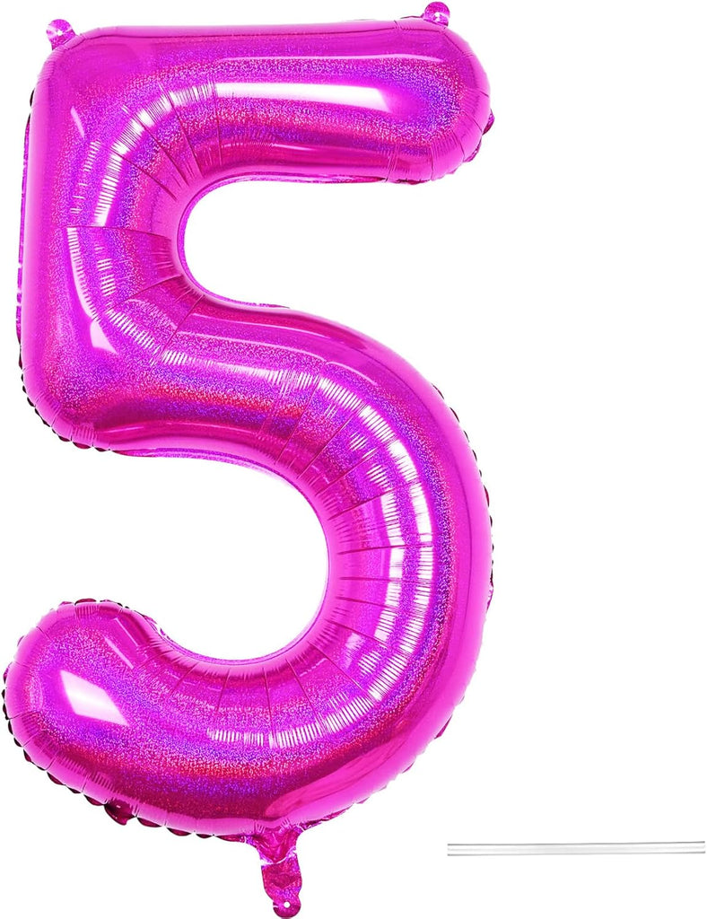 40 Inch Large Laser Hot Pink Foil Helium Number Balloons 0-9