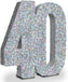 Silver Glittery Number Decoration, 1pc, Birthday/Anniversary, Unisex, Senior, Table Topper, 20*20*3cm