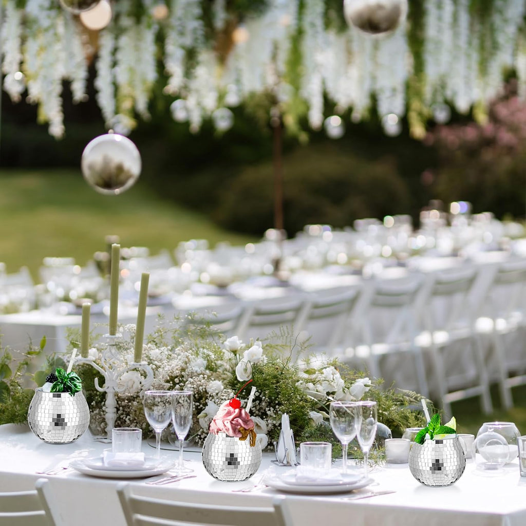 Silver Color Disco Ball Flower Vase/Disco Ice Bucket