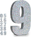 Silver Glittery Number Decoration, 1pc, Birthday/Anniversary, Unisex, Senior, Table Topper, 20*20*3cm