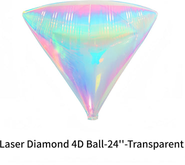 4Pcs Iridescent Diamond 4D Balloons, 24"