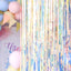 Iridescent Party Streamers Backdrop Neon Transparent Tinsel  2PCS