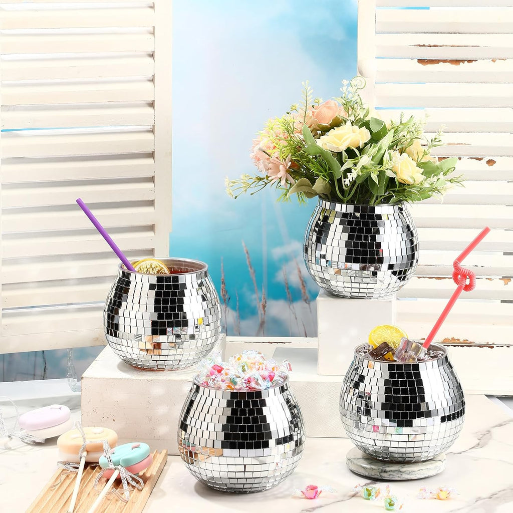 Silver Color Disco Ball Flower Vase/Disco Ice Bucket