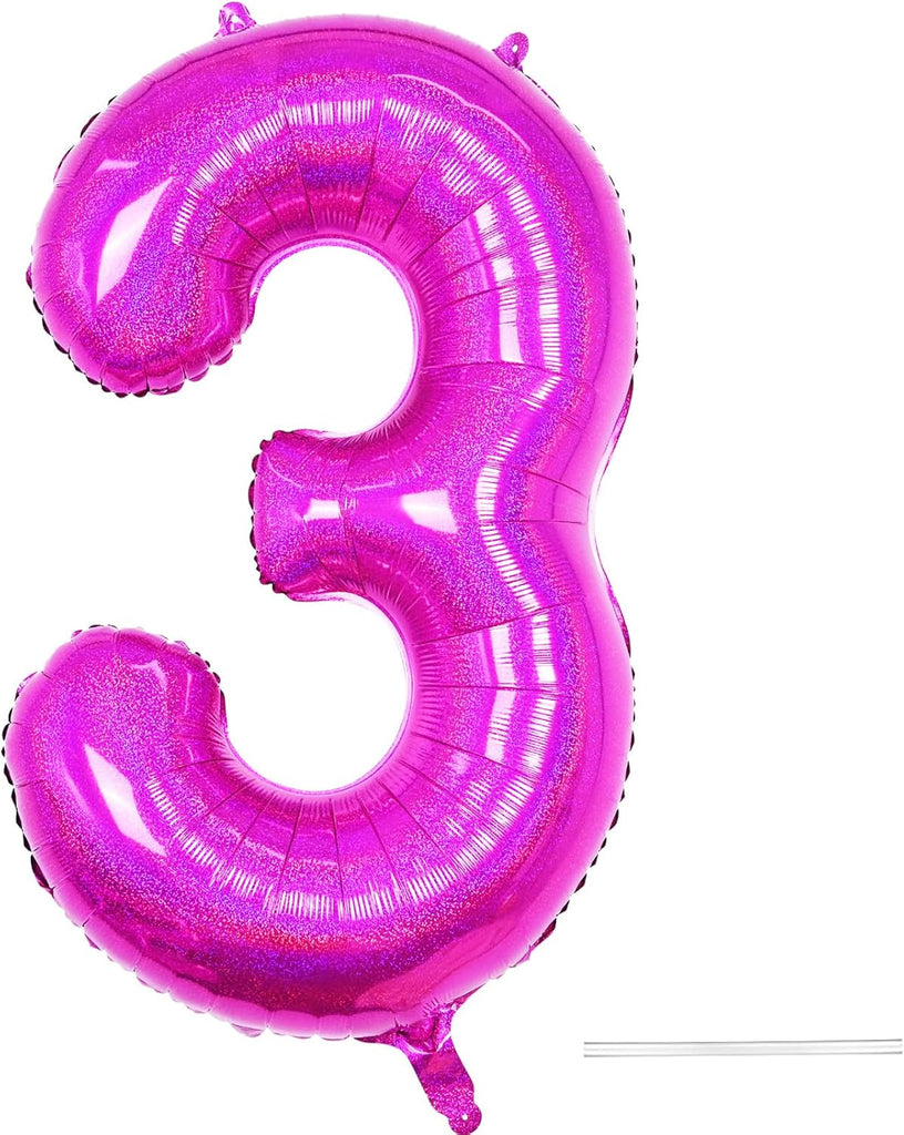 40 Inch Large Laser Hot Pink Foil Helium Number Balloons 0-9