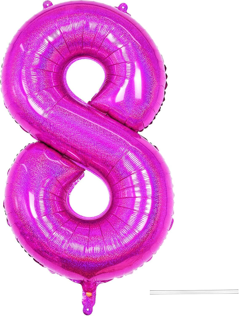 40 Inch Large Laser Hot Pink Foil Helium Number Balloons 0-9