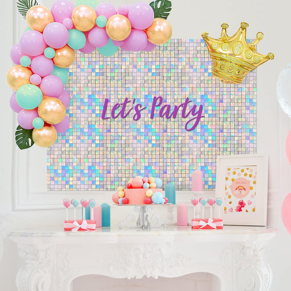 Laser Sequin Shimmer Wall Backdrop, Square Sequin