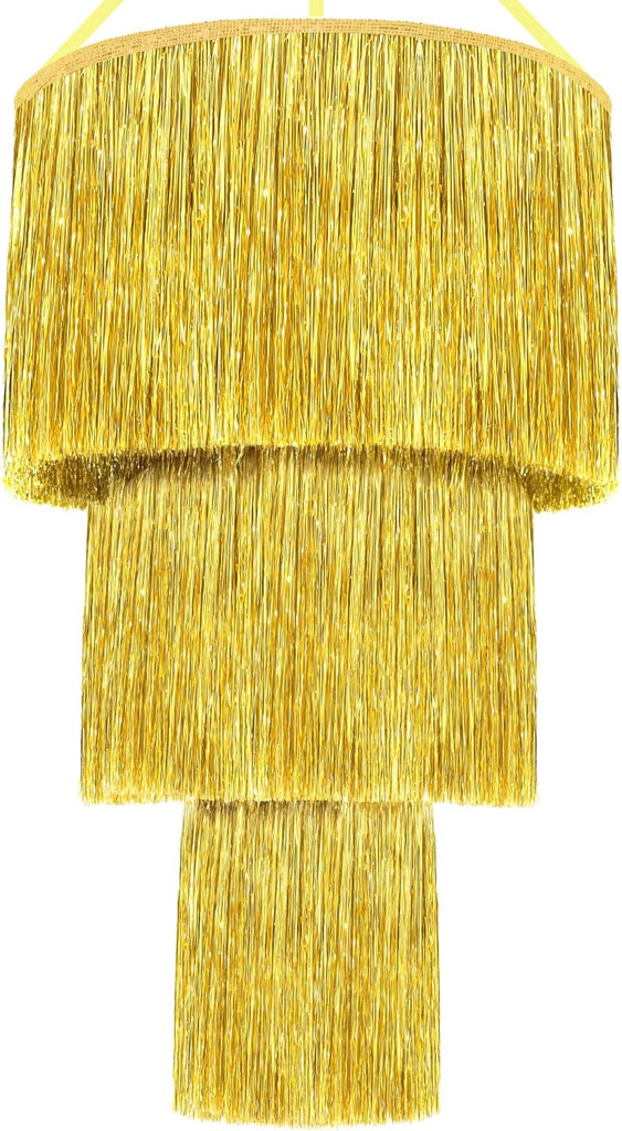 Gold Tinsel Chandelier Party Decor - 20 Inch