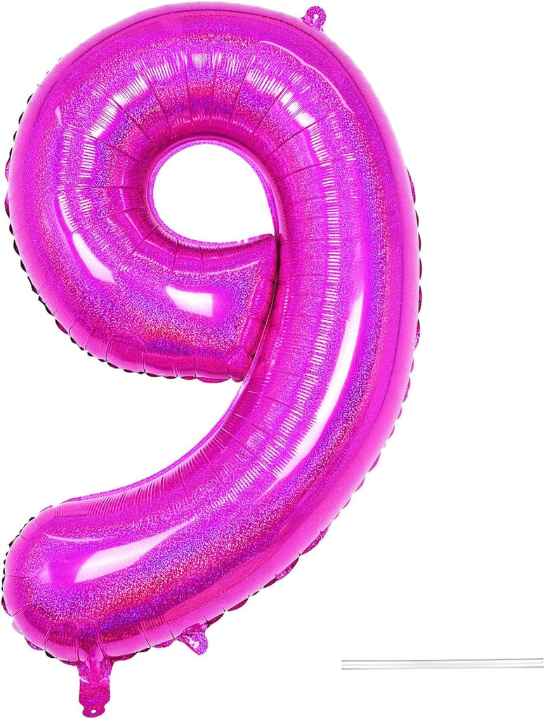 40 Inch Large Laser Hot Pink Foil Helium Number Balloons 0-9