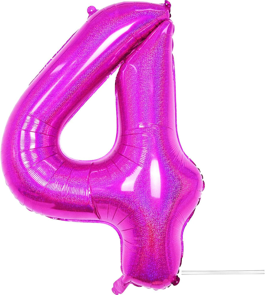 40 Inch Large Laser Hot Pink Foil Helium Number Balloons 0-9