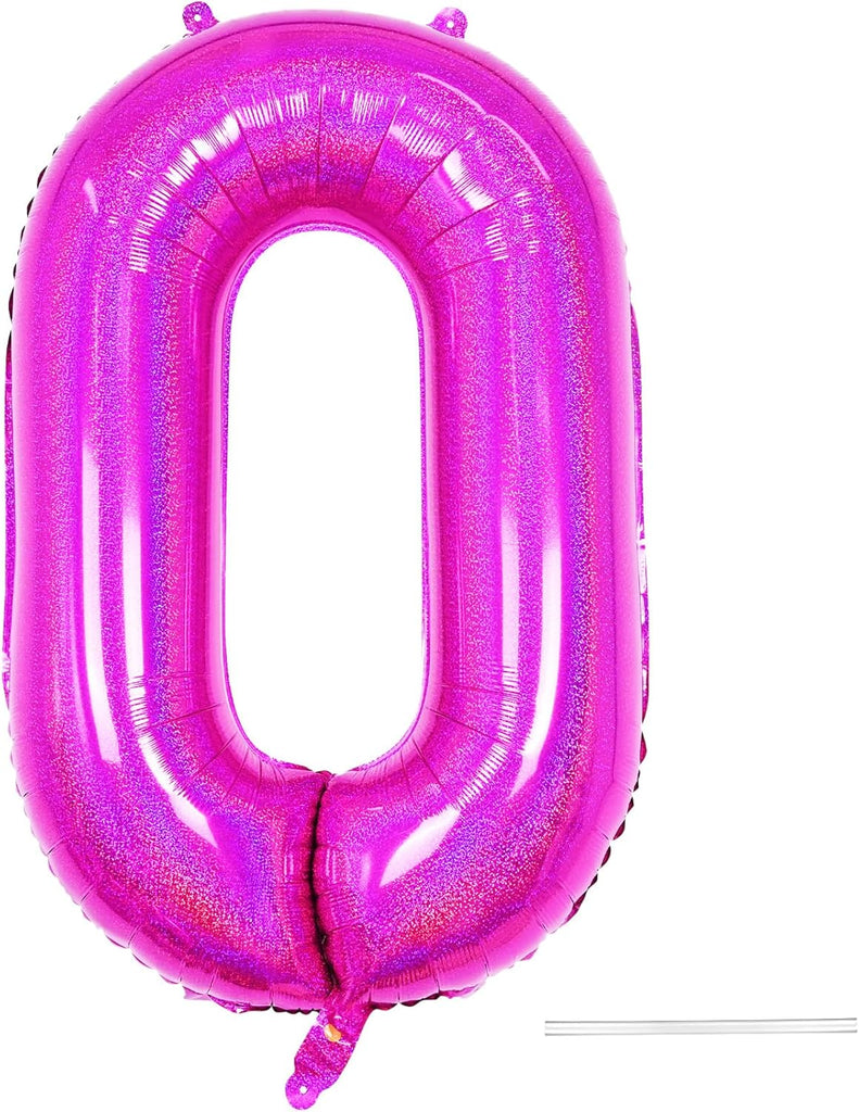 40 Inch Large Laser Hot Pink Foil Helium Number Balloons 0-9