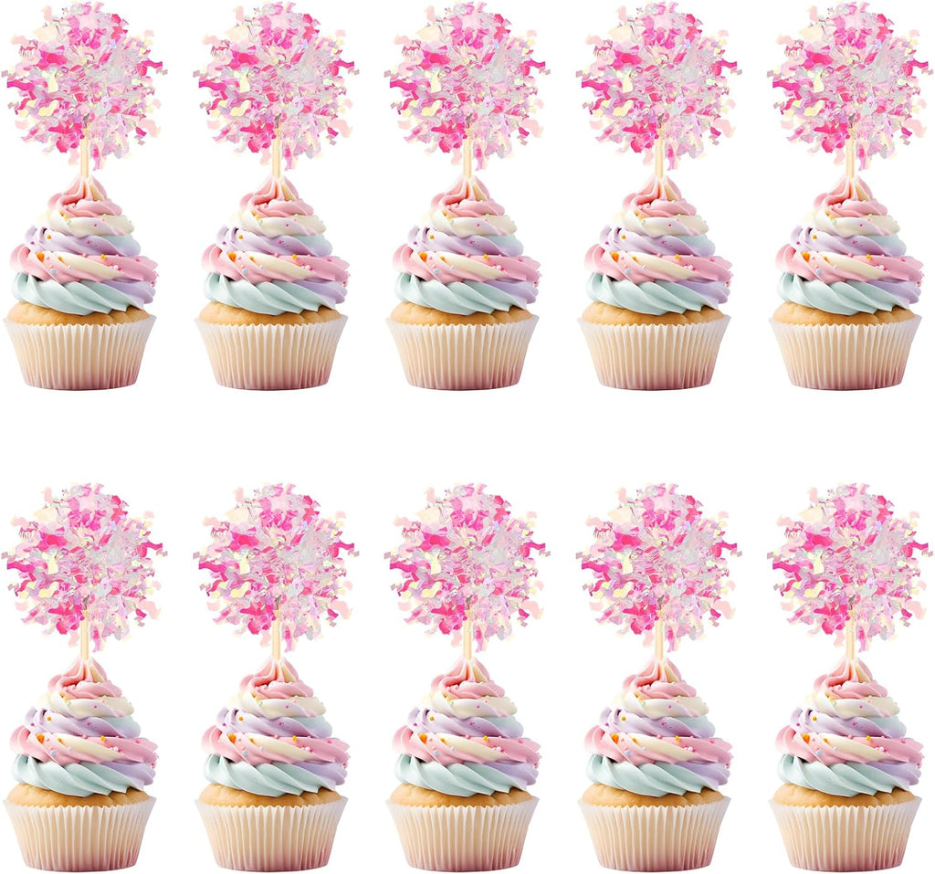 Sparkle Firework Cupcake Toppers, 10 Pcs-Pink