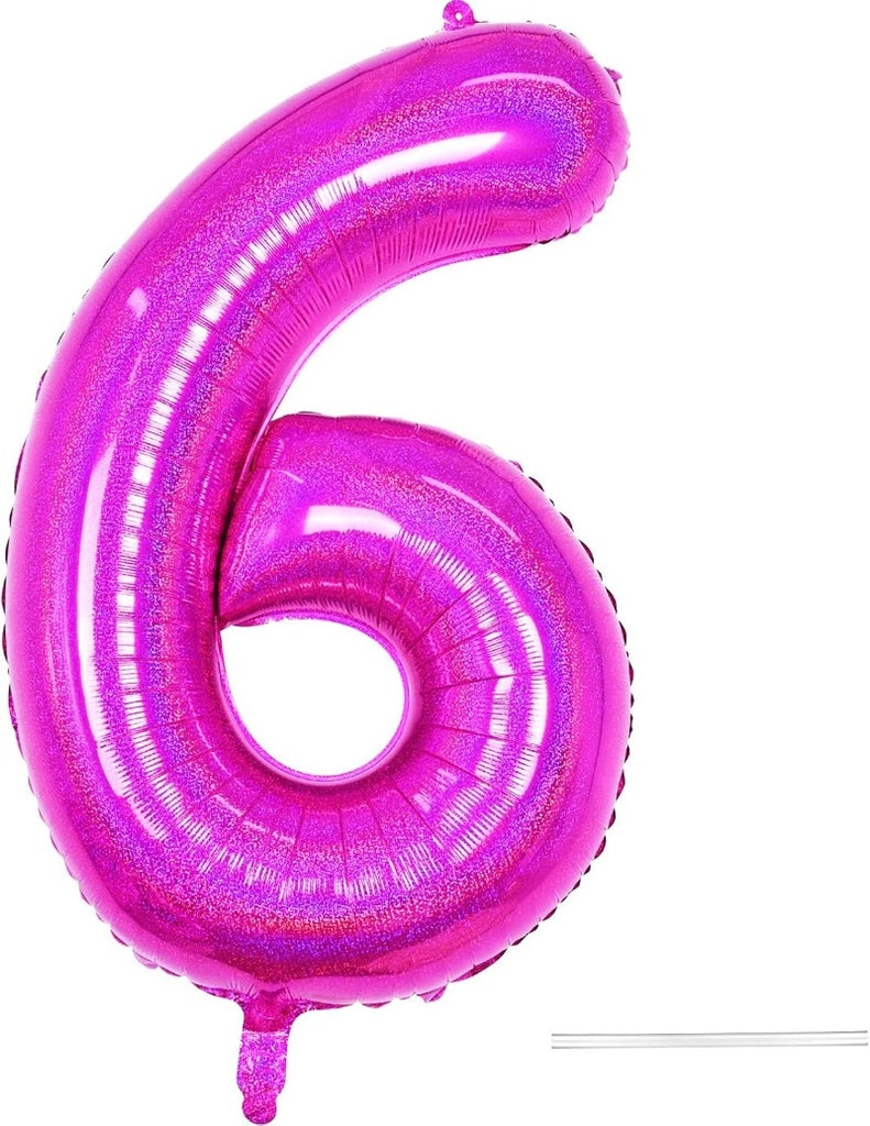 40 Inch Large Laser Hot Pink Foil Helium Number Balloons 0-9