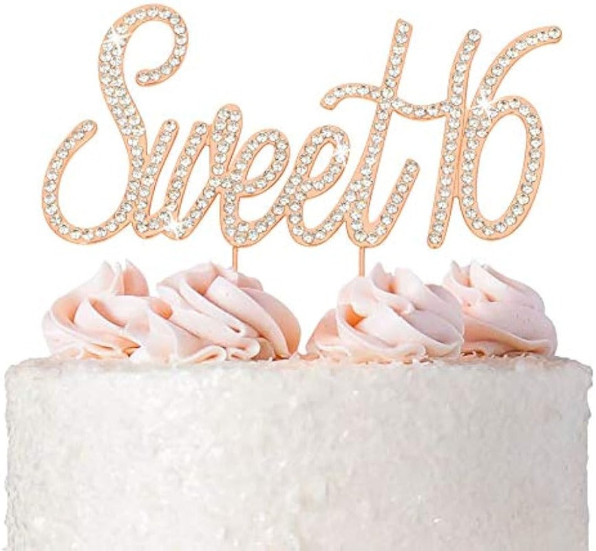 Sweet 16 Rose Gold Birthday Party Sparkly Rhinestone