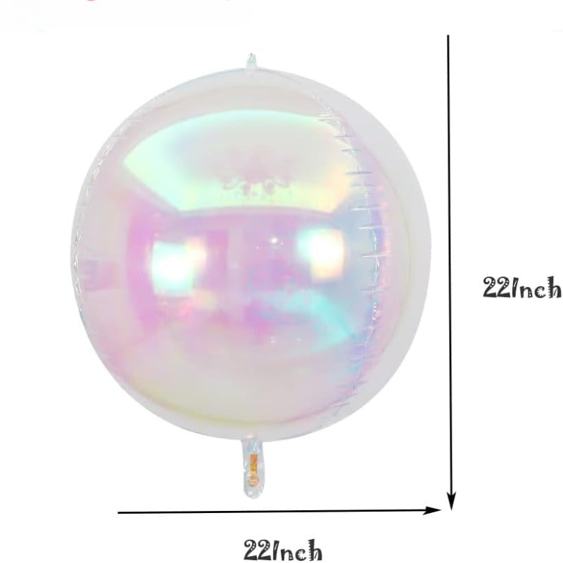 22Inch Iridescent Peral White 4D Sphere Balloons (4pcs)