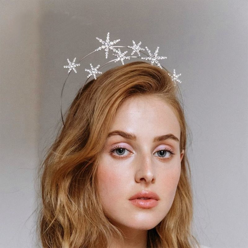 Silver Rhinestone Multi-layer Headband Star Headgear