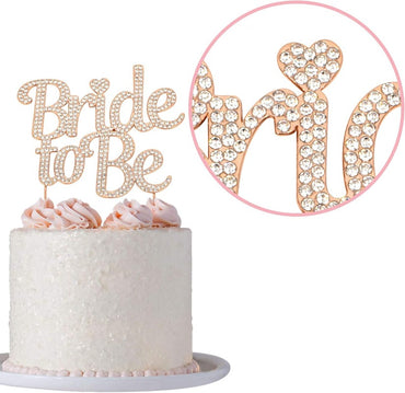 Bride to Be Cake Topper - Premium Rose Gold Metal Sparkly