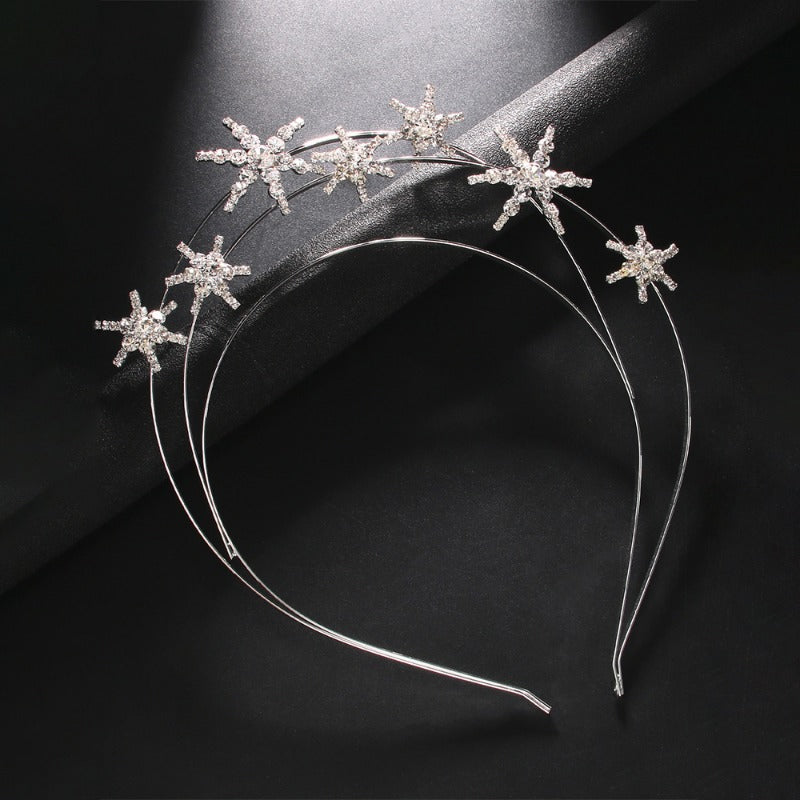 Silver Rhinestone Multi-layer Headband Star Headgear