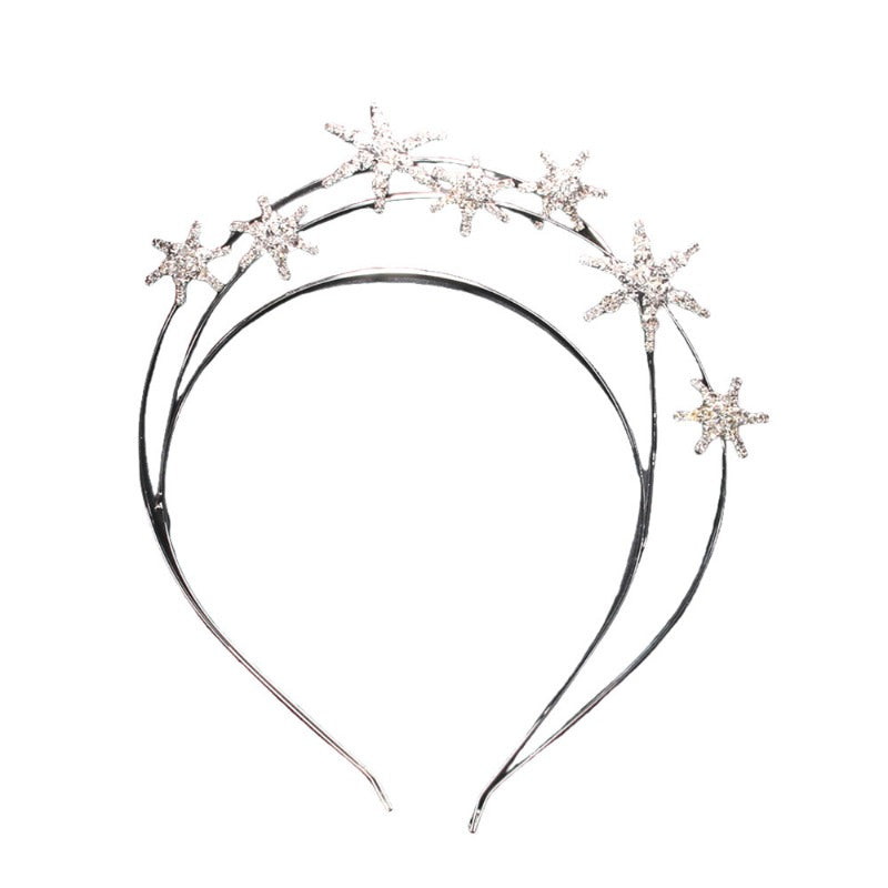 Silver Rhinestone Multi-layer Headband Star Headgear