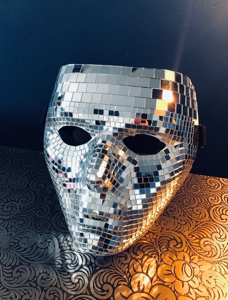 Masquerade Festival Disco Ball Whole Face Mask-Silver