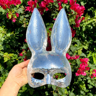 Silver Disco Ball Mirror Bunny Mask