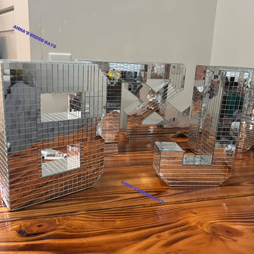 Silver Mirror Disco Ball Letters & Numbers for Party