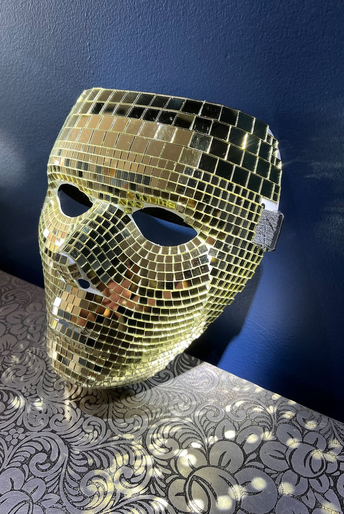 Masquerade Festival Disco Ball Whole Face Mask-Gold