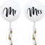 36 Inch Giant Wedding Balloons Mr. & Mrs. White Balloons with 2 Paper Tassel Garlands