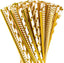 Paper Straws 200 Pack Biodegradable Gold 8.25" Straw for Everyday/Birthday Party/Bridal Shower/Wedding/Anniversary and Parties, 4 Beautiful Patterns, Long Lasting  (Gold)